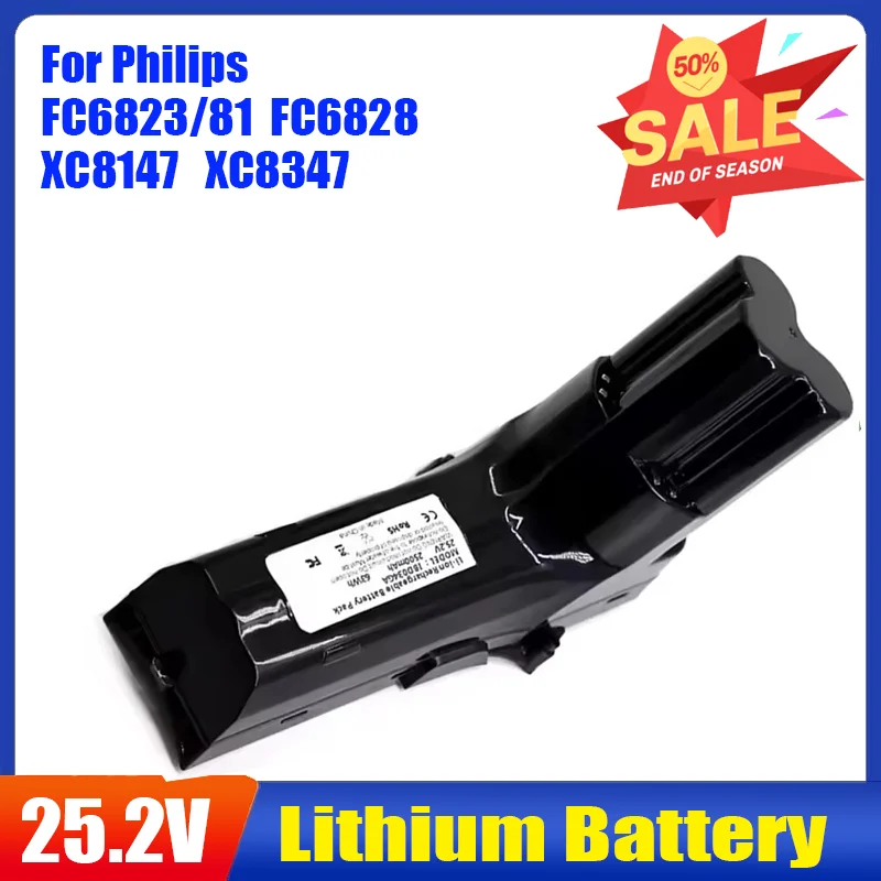 

Li-ion Vacuum Battery for Philips, 25.2V, 2400mAh, Compatible Models FC6823/81, FC6828, XC8147, XC8347