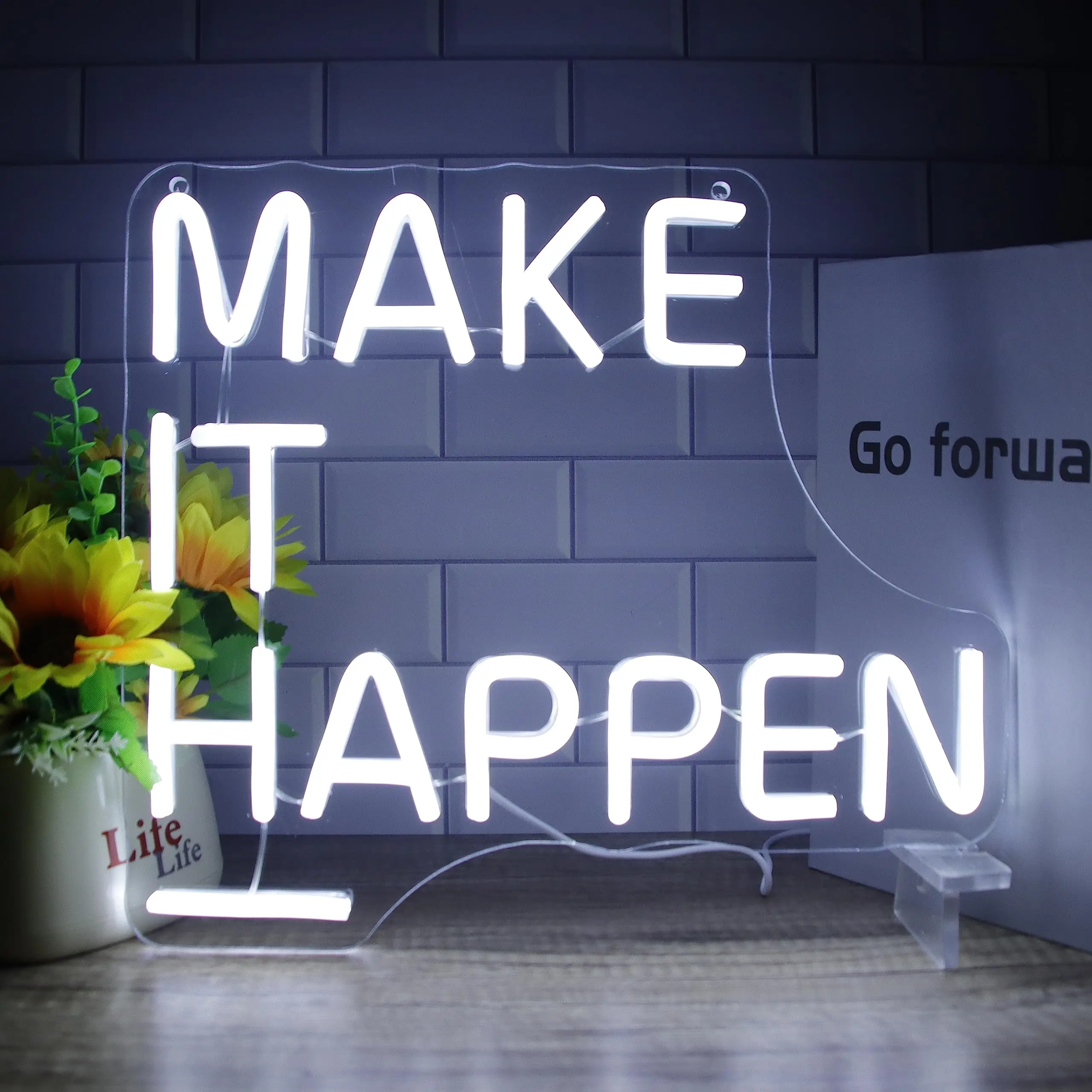 

Make It Happen Neon Sign Wedding Birthday Party Engagement Bar Club Hoter Home Led Lights Bedroom Art Wall Decor