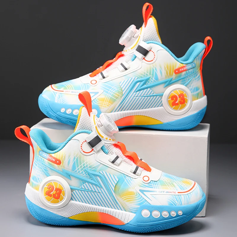Children\'s Basketball Shoes Lightweight Shock-absorbing Flat Comfortable Outdoor Leisure Training Walking Shoes for Kids