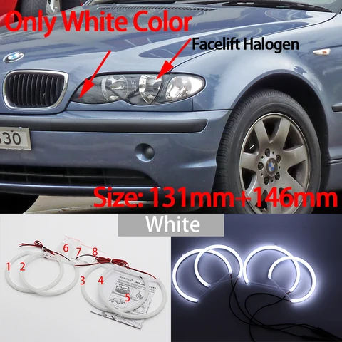 БЕЛАЯ светодиодная фара Angel Demon Eyes Kit Angel Eyes Light для BMW 3 серии E46 Sedan Touring Wagon Coupe Compact 1998-2005 гг.