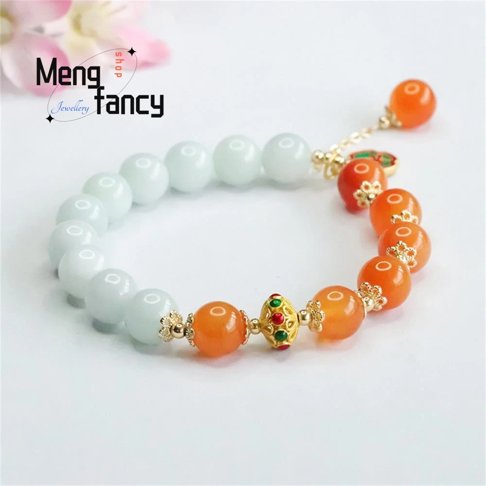 

Natural Myanmar A-goods Jadeite Colourful Jade Bracelet Exquisite Elegant Simple High-grade Ethnic Style Luxury Quality Jewelry