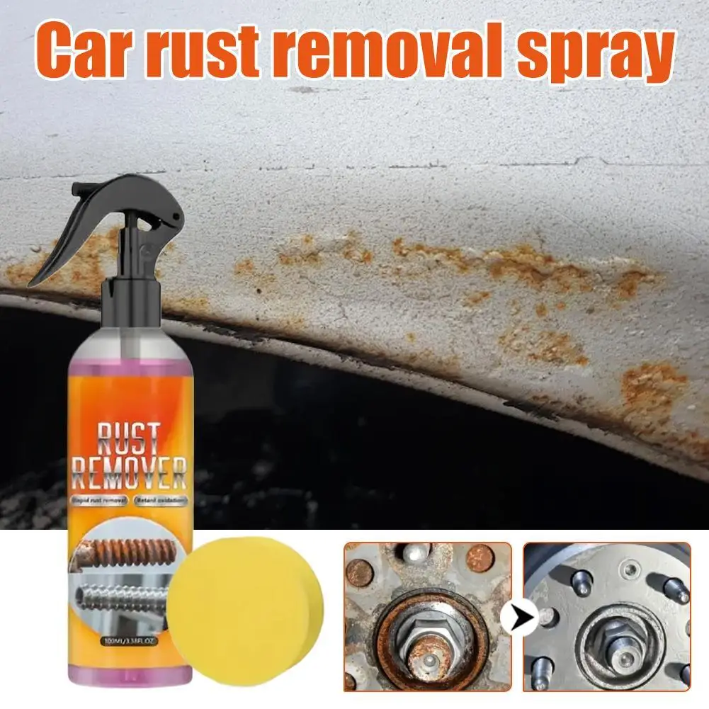 100ml Car Rust Remover Spray Quick Acting Effective Metal Rust Dissolver Cleaner With Sponge Car Chassis Screw Brake Hub Care