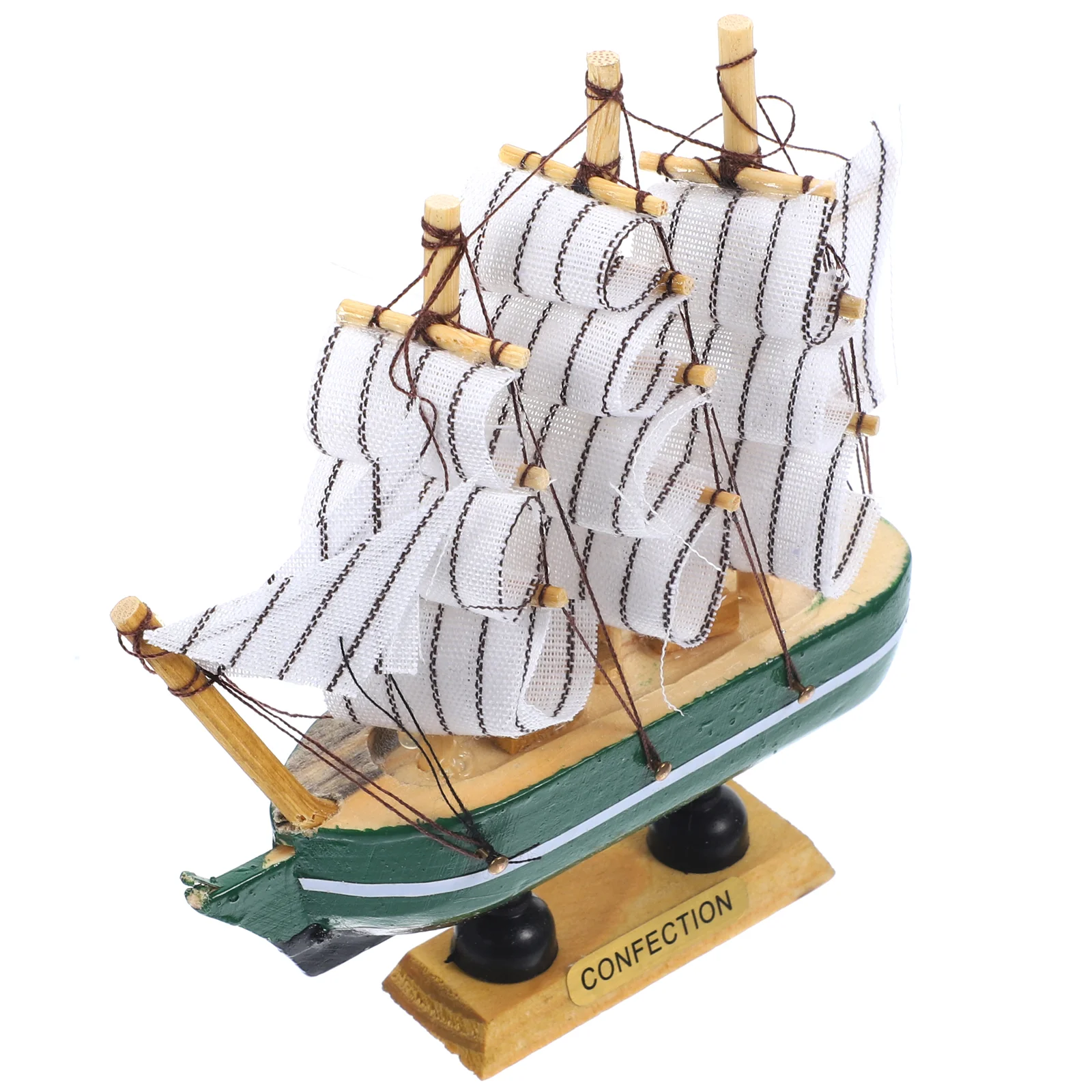 

Wooden Sailboat Ornament Mediterranean Style Sailboat Model Wooden Craft Home Table Decoration (Random Color and Letters)