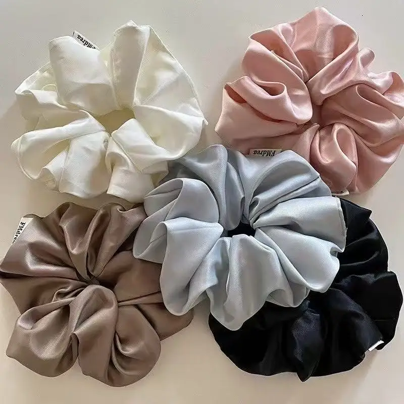 Große Haargummis aus Satin, einfarbig, Haargummi, elastisches Haarband, Pferdeschwanzhalter, elegante Damen-Haar-Accessoires