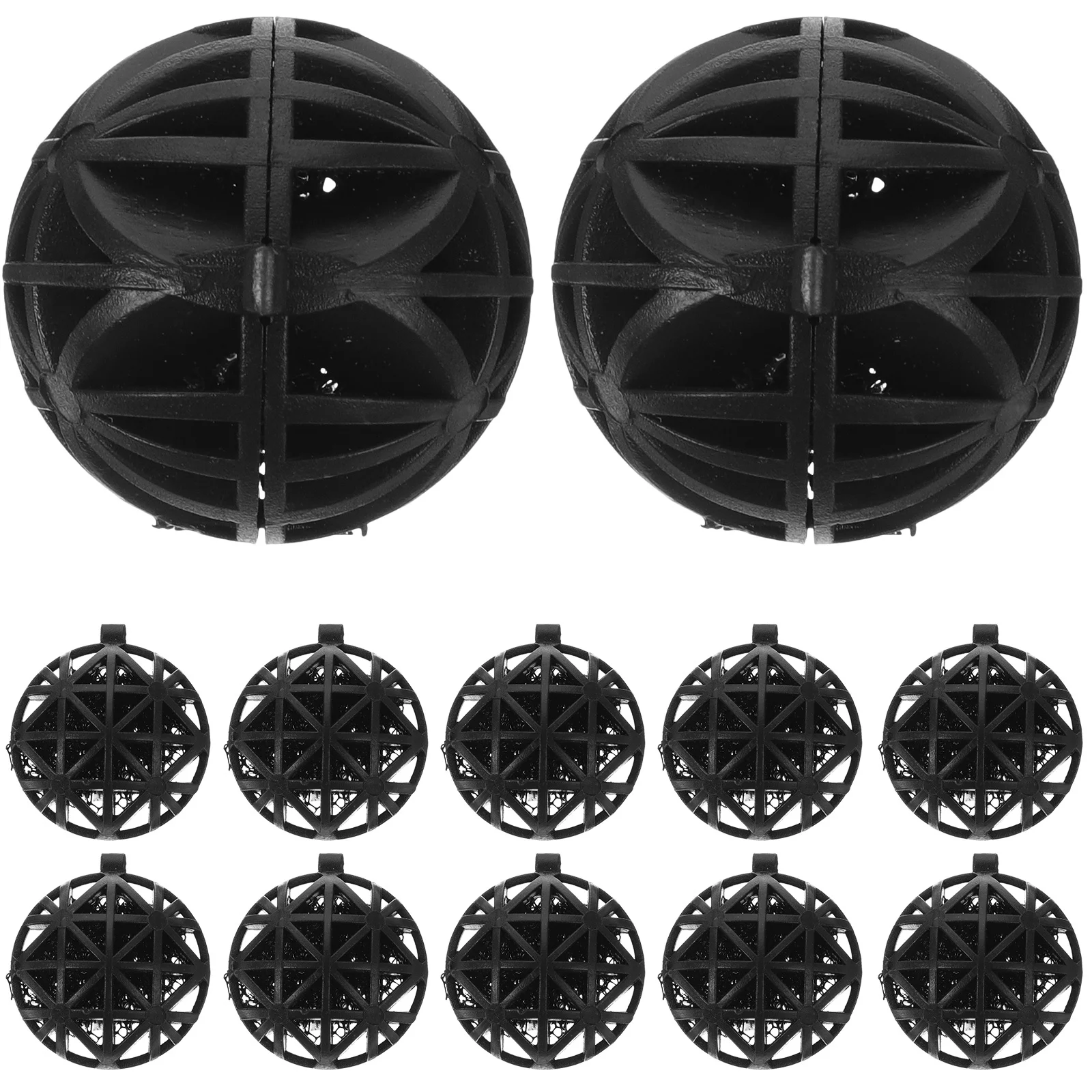 

100pcs Bio Balls Aquarium Filter Media For Fish Tank Filtration Cleaning Black Dense Holes -Bacteria Support Oxygenation