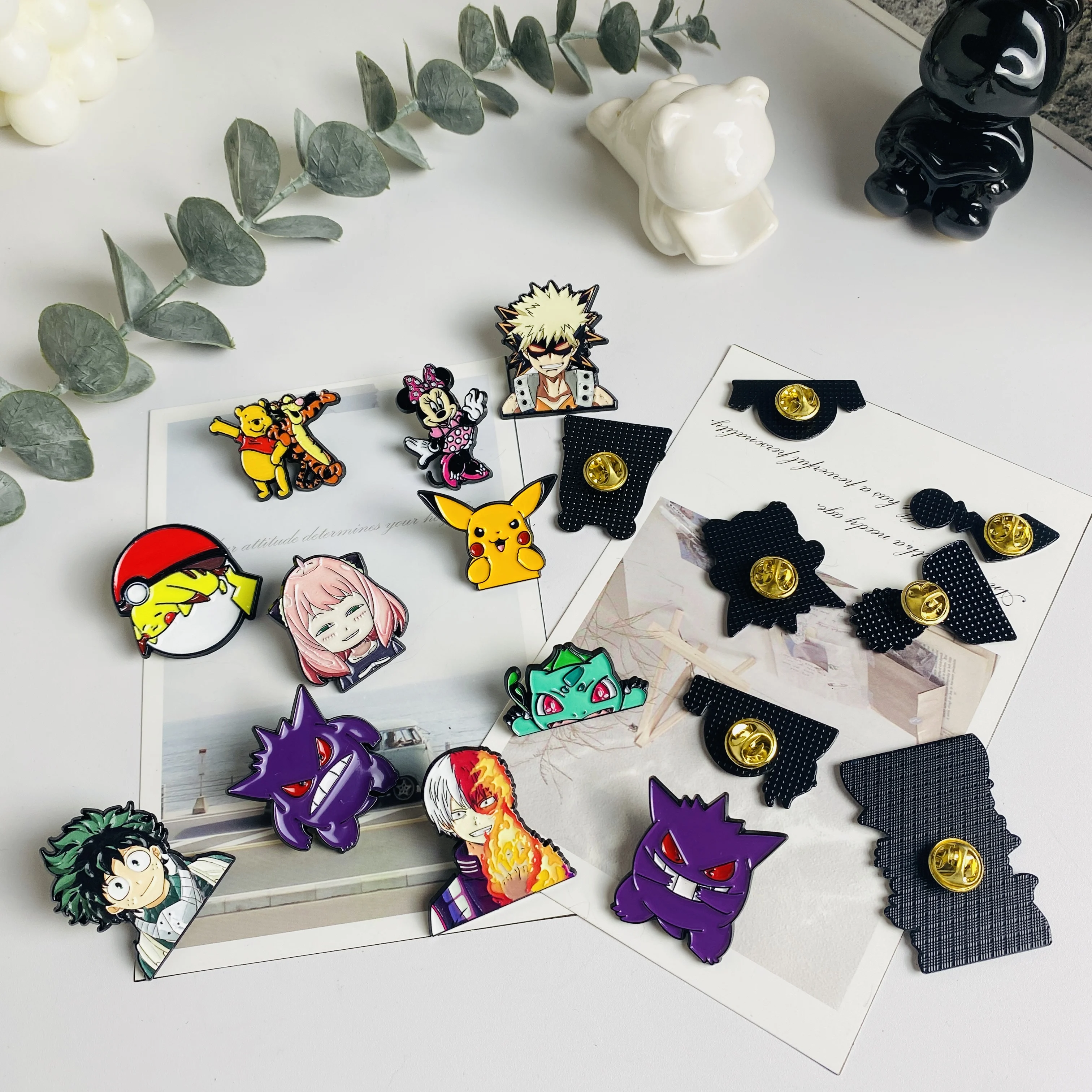 Bros Enamel pin kartun Wanita Pria pin kerah lencana pada tas ransel pakaian dekorasi Anime perhiasan hadiah anak-anak