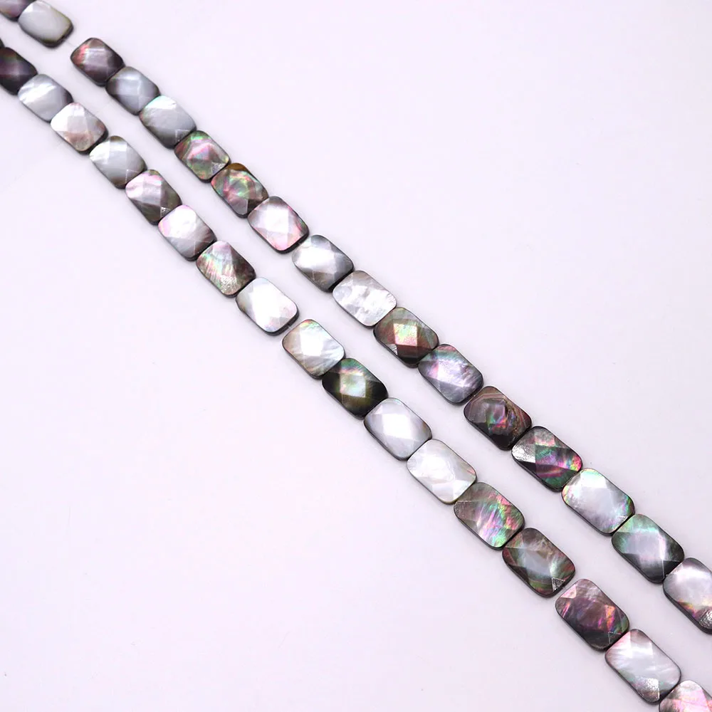 

Классические натуральные черные полированные прямоугольные граненые бусины с прямыми просверленными бусинами, аксессуары «сделай сам» для ожерелья, вариант подарка