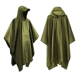 3 In 1 Outdoor Military Waterproof Raincoat Rain Coat Women Men Hooded Rainwear Suit For Camping Cycling Rain Poncho Picnic Mat