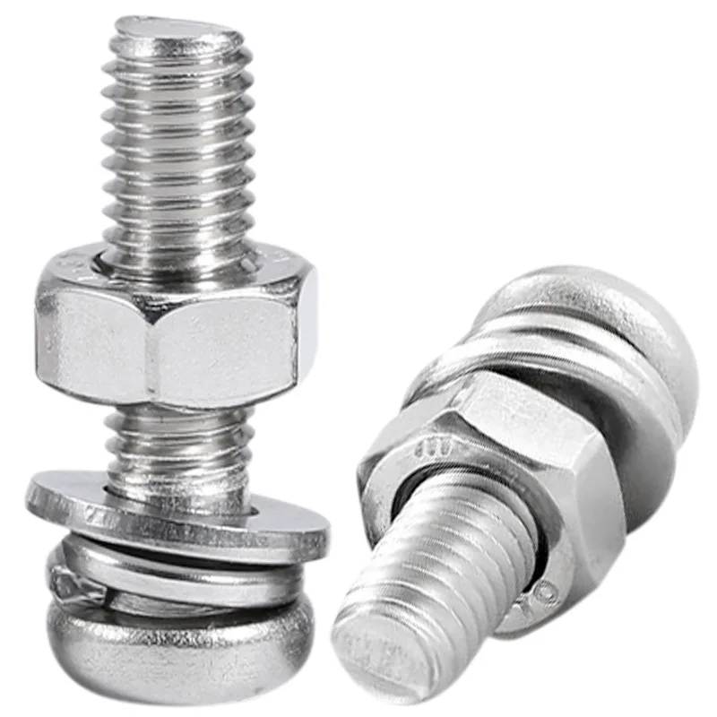 5-50 مجموعات الصليب عموم جولة رئيس آلة المسمار مع قفل غسالات وصواميل M1.6 M2 M3 M4 M5 M6 M8 الفولاذ المقاوم للصدأ المسمار والمكسرات #3