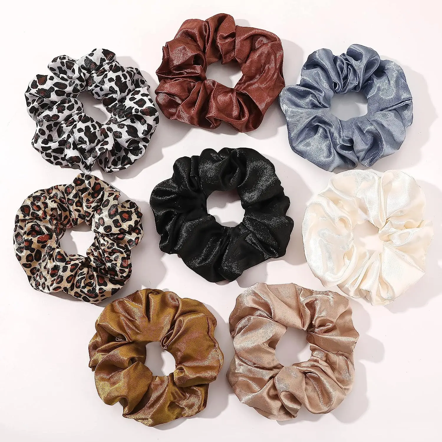 Scrunchies Hair Ties Silk Satin Scrunchy - Hair Elastics Bands Ponytail Holder Pack of Neutral Scrubchy Hair Accessories Women