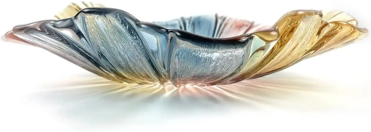 

11.5-inch Sunflower Glass Fruit Bowl, Colorful Petal Design for Desserts Snacks, Large Size