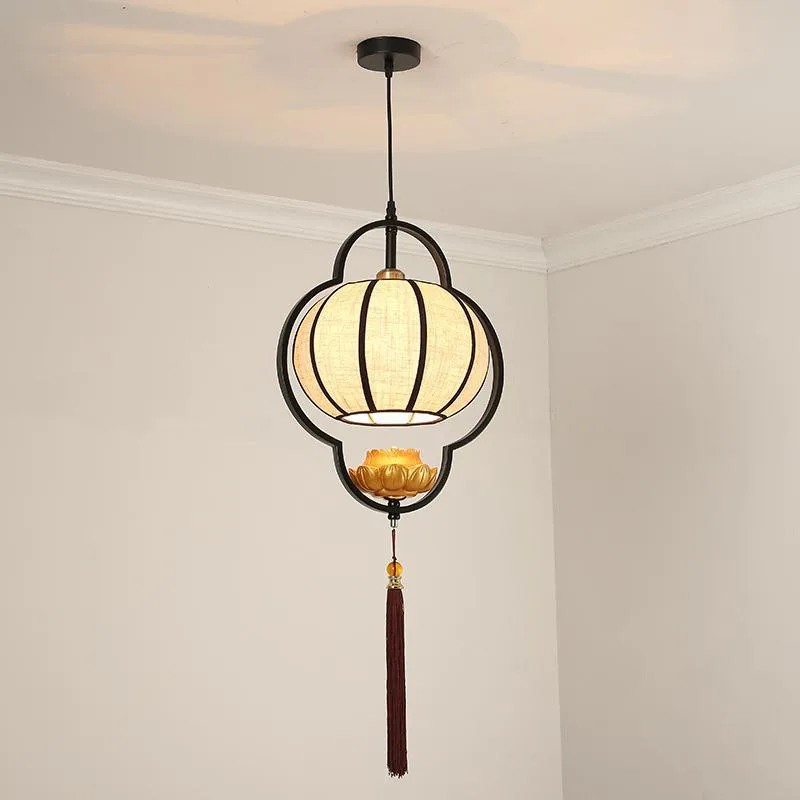 New Chinese bedroom bedside chandelier, lotus lamp, Zen dining room, study, tea house, aisle, entrance, single-head chandelier