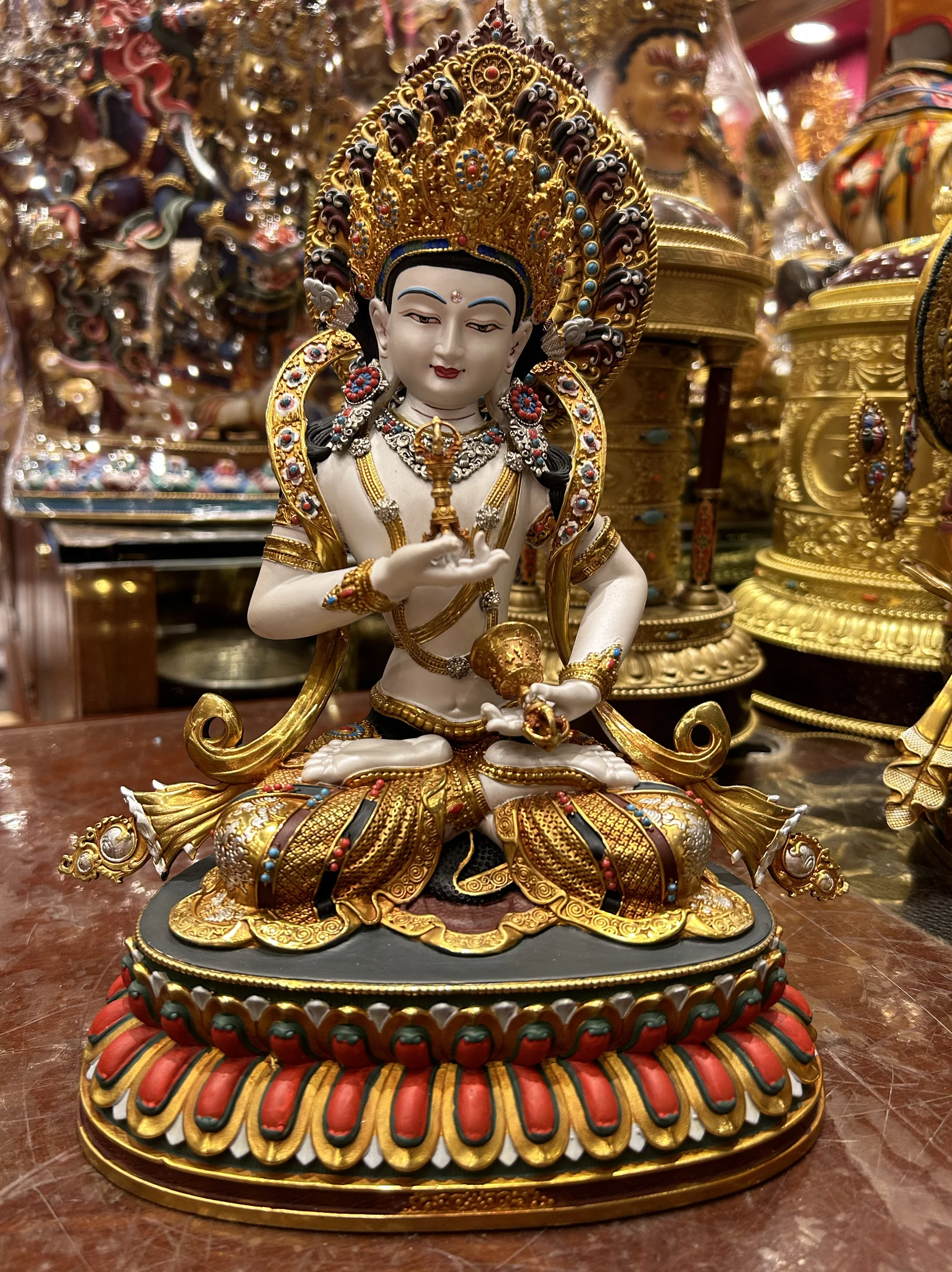 Taiwanese Craft Bronze Painted Vajrasattva Bronze Statue