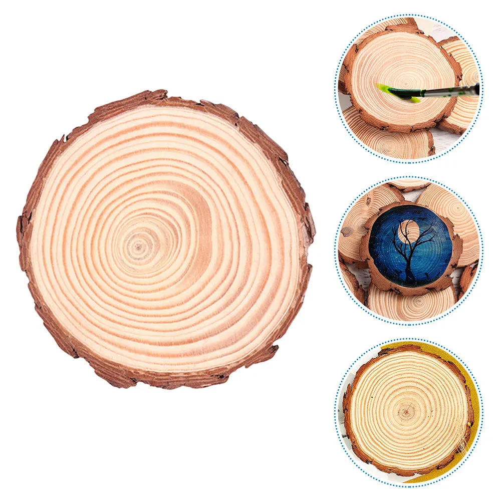 

6 Pcs Log Chip Coaster Round Wood Discs Cup Coasters Nature Unfinished Slices Chips Centerpiece Table Decorations Modern Wooden