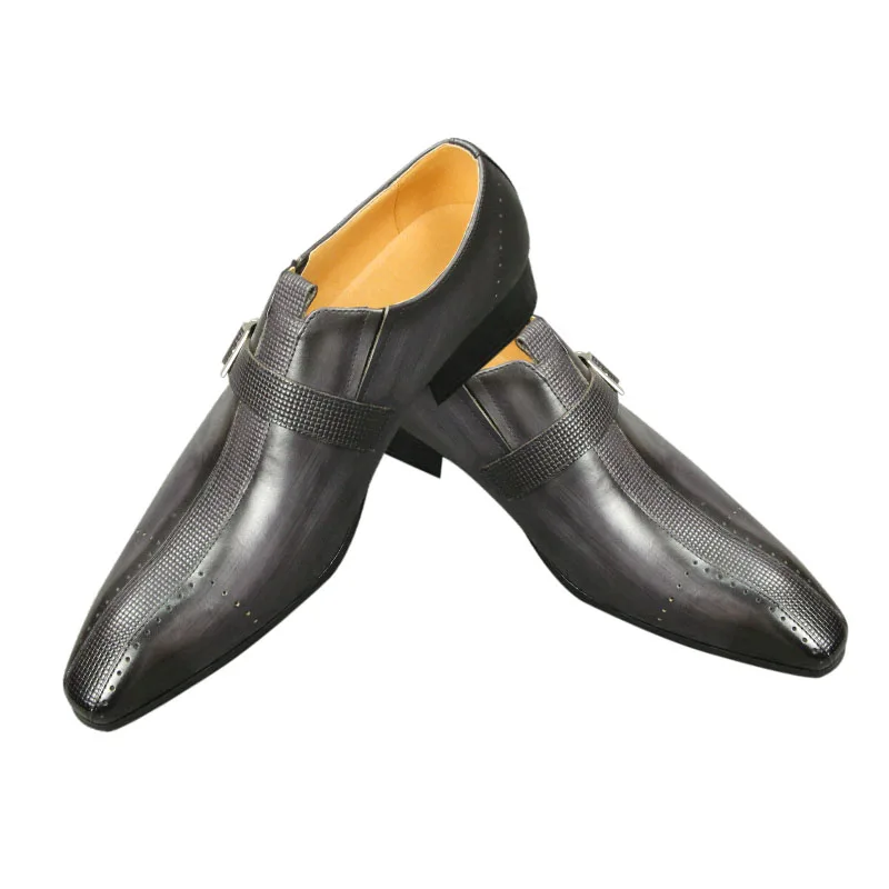 Neue männer Echte Leder Schuhe Mode Leder Schnalle Formale Oxford Schuhe Büro Schnalle Spitz Männer Kleid Hochzeit Party