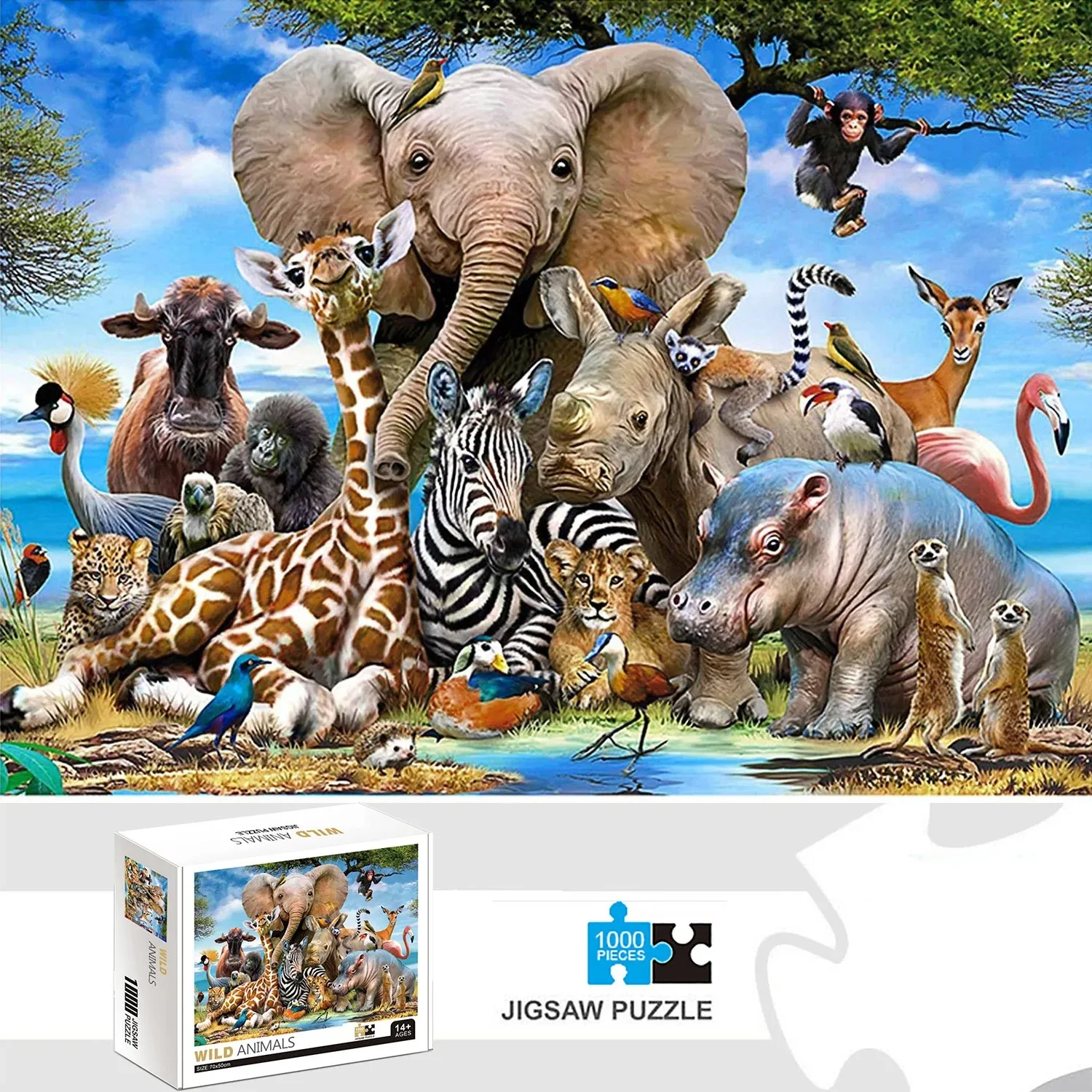 

1000 Pieces Animal World Jigsaw Puzzles for Adults Home Decor Games Family Fun Floor Puzzles Educational Toys for Kids