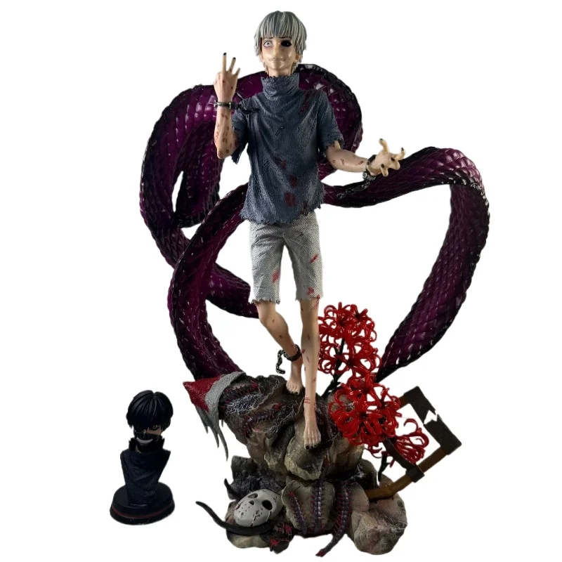 Tokyo Ghoul Ken Kaneki Weißhaarige Kagune-Form Figur 22cm PVC Anime-Statue Sammlerstück Modell Desktop-Deko Geschenk