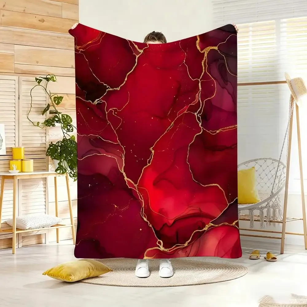 Art Marble Texture Throw Lightweight  Flannel Blanket Soft Skin-friendly for Summer Cooling
