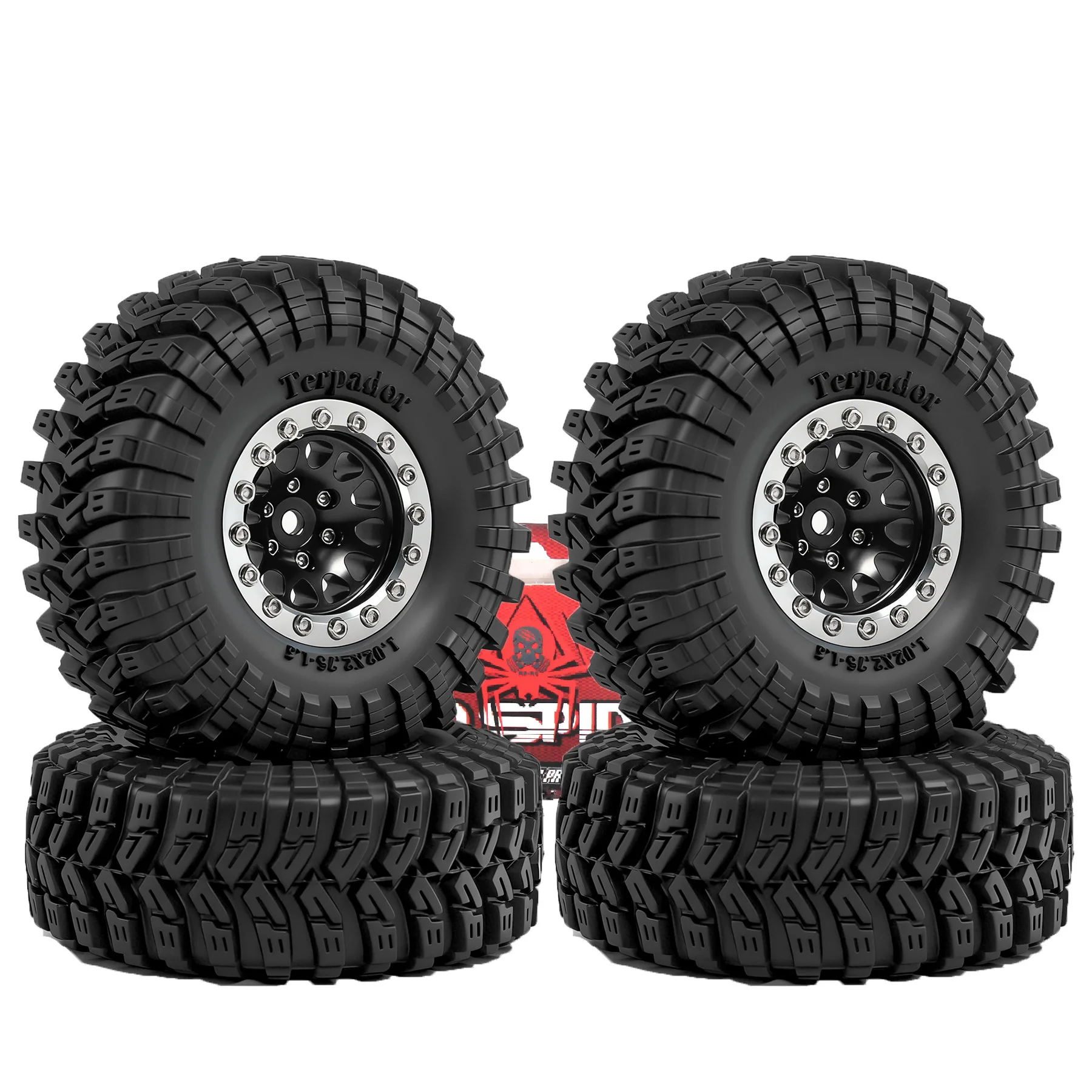 عجلات وإطارات بيدلوك 1.3 بوصة بقطر خارجي 2.75 بوصة وسداسي 7 مم (4 قطع) لسيارات التحكم عن بعد الزاحفة بمقياس 1/18 و1/24 مثل TRX4M وSCX24 وAX24 وFCX18 وFCX24