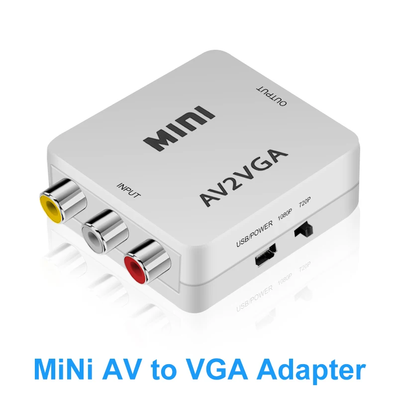 1080P 60HZ AV, aby Adapter VGA RCA do konwerter VGA z kablem Audio 3.5mm do TV, pudełko Monitor do komputera CVBS Mini konwerter wideo HDTV