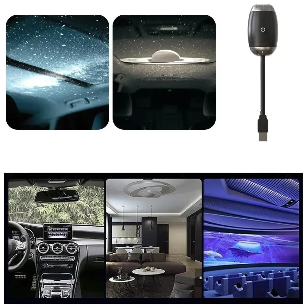 Car Interior Ambient Light LED Starry Star Light Party Decor Romantic Saturn Galaxy Light USB Car Atmosphere Projector Light