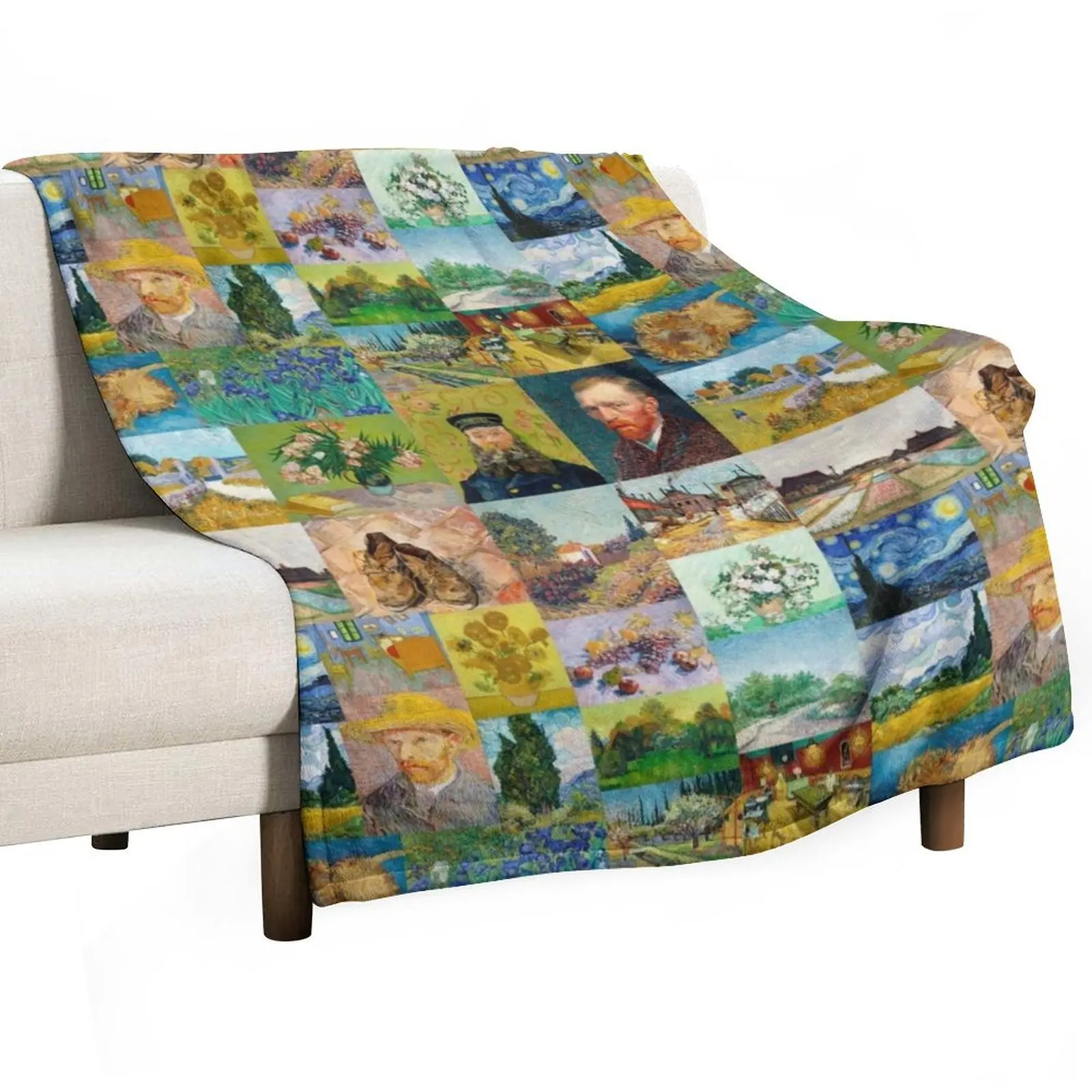 Van Gogh Collage Throw Blanket Hair Polar Luxury Designer Soft Plaid Sofa Throw Quilt Blankets