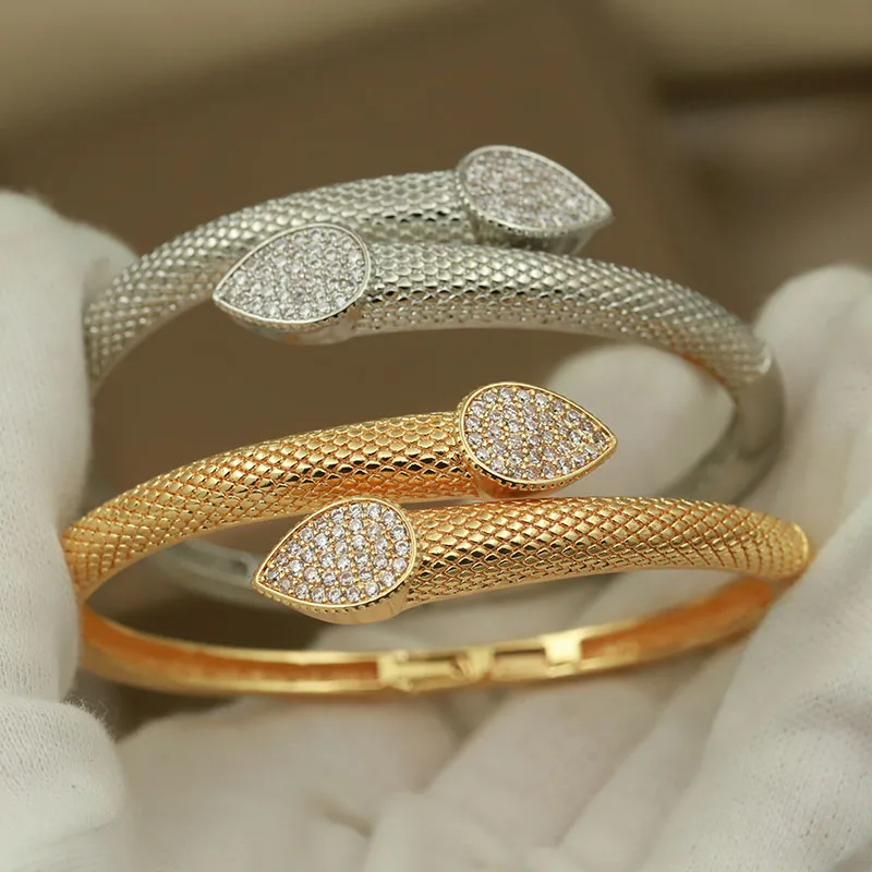 New Sight Classic Metal Full Crystal Waterdrop Bangles&Bracelet for Women Wedding Bridal Bracelet Fashion Brand Jewelry