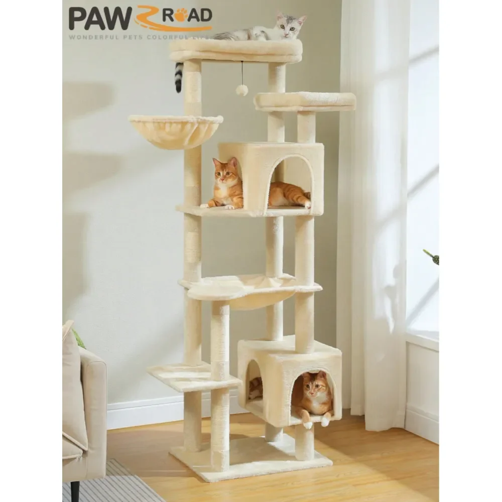 

69Inch Large Cat Tree, Gothic Cat Tower For Indoor Large Cats With Super Large Hammock, Tall Cat Climbing Tree Tower With
