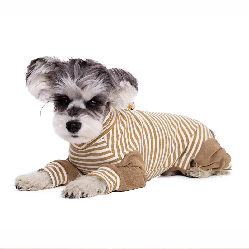 Stripe Pet Dog Clothes Fleece Dog Overalls Winter Warm Dog Jumsuit Cotton Thin Jumpsuits for Dogs Bottoming Shirt with 4 Legs