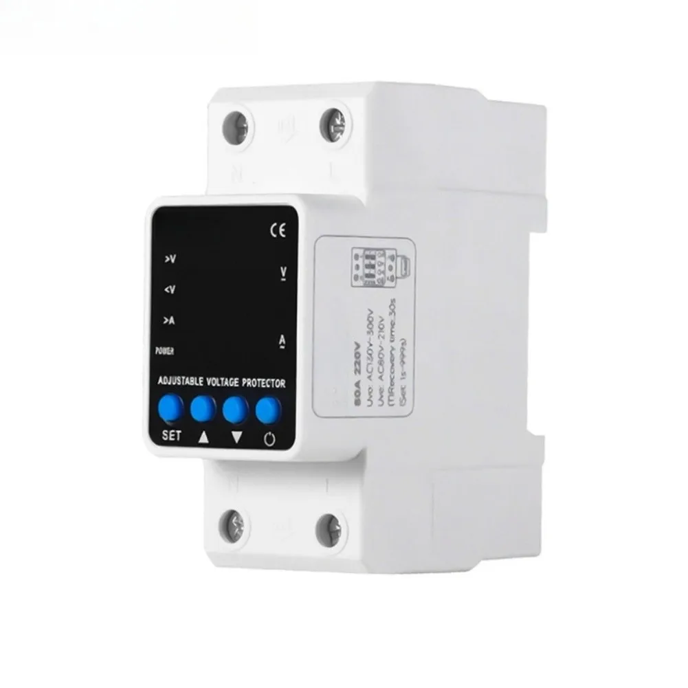 Digital Display Circuit Breaker With Auto-Reset Adjustable Over/Under Voltage & Current for protector (80-300V, 1-80A) Real-Time