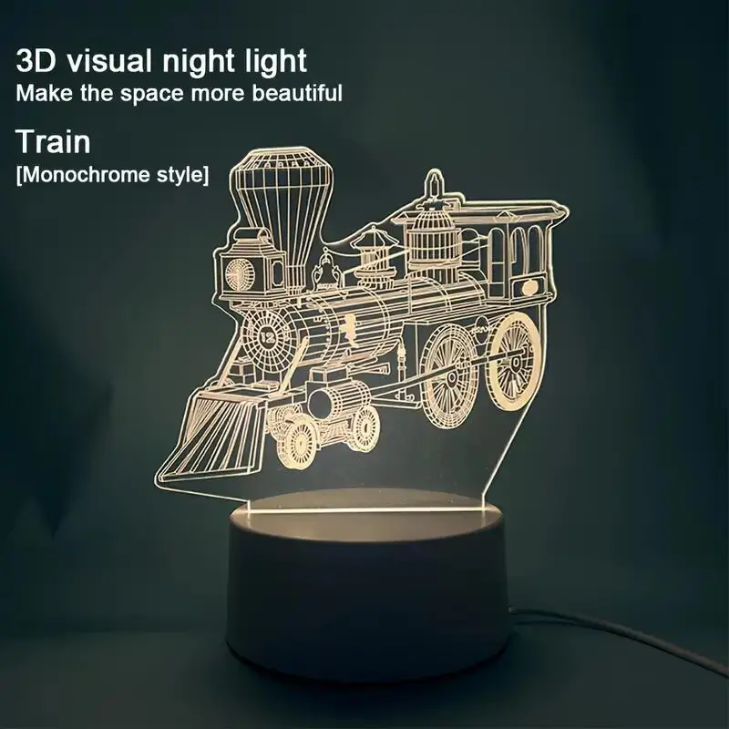 1pc  Train  3D Night Light, 3D Optical Illusion Lamp With Touch, 7-Color Changing Ambient Light For Bedroom