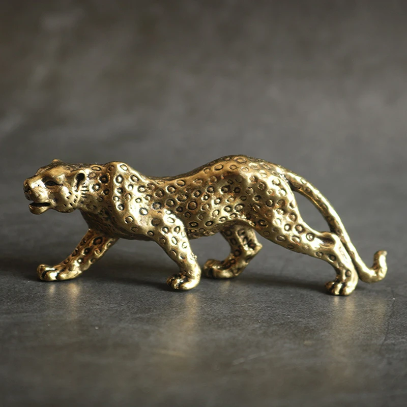 Neue Messing-Vintage-Gepardenfigur Kleine Tischdekoration Glücksbringer Leoparden-Figurine Miniatur-Kunsthandwerk Dekoration – Detail 6