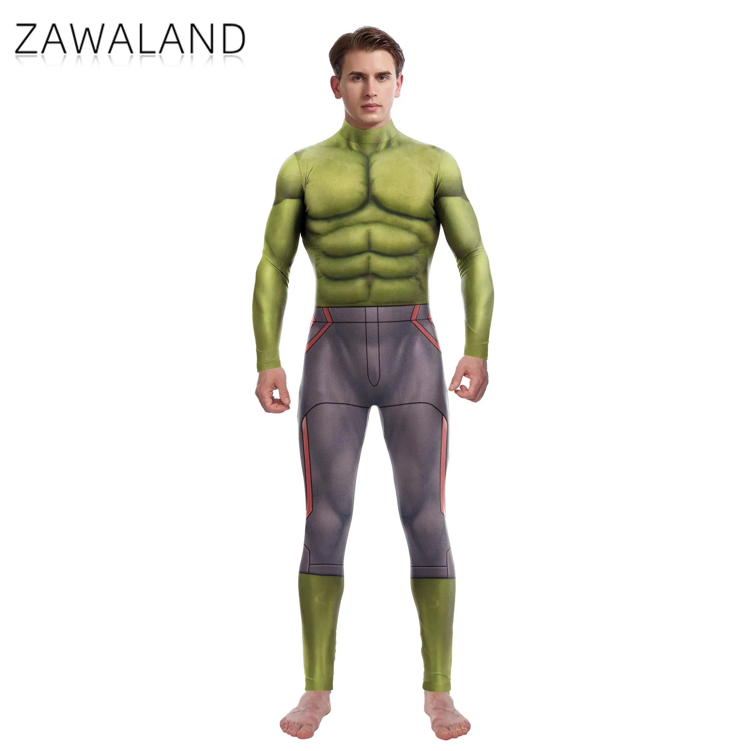 Zawaland 3D Movie Muscle Printed Jumpsuits For Male Zentai Catsuit Cosplay Costumes Halloween Performance