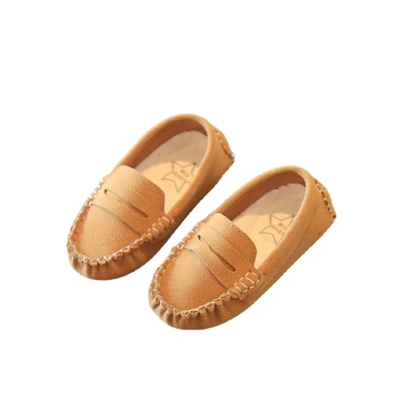 

Spring Kids Sneakers Solid Color Cute Bow Little Girl Shoes Flat Heels Casual Student Boys Loafers Brown SMG261