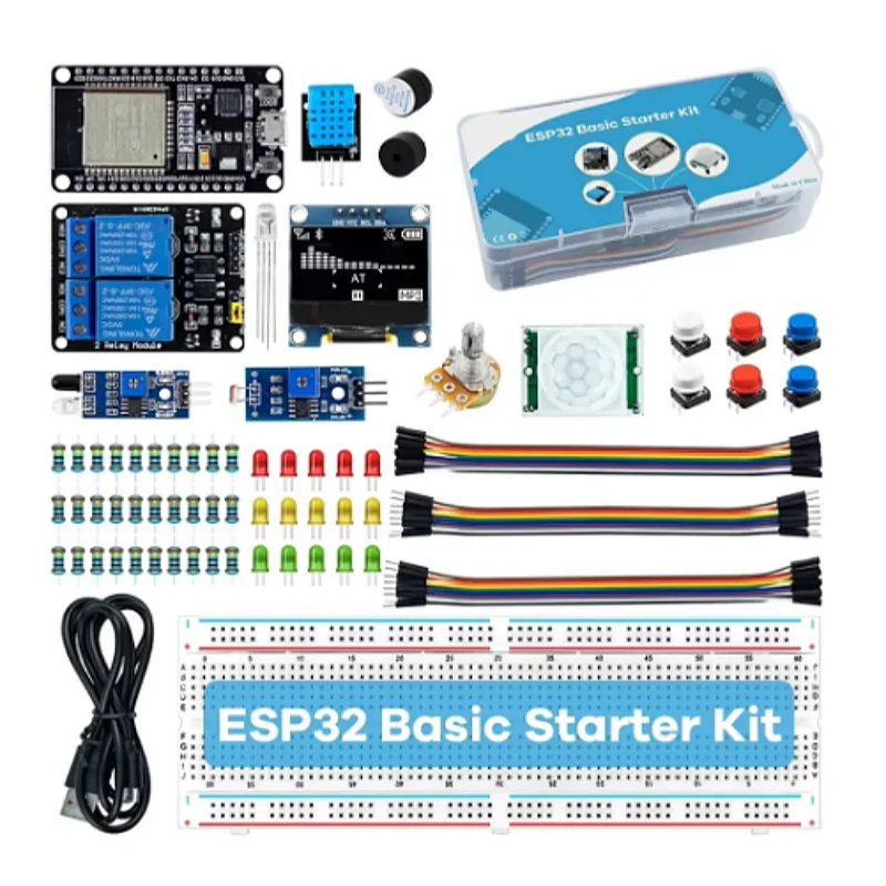 Learning Basic Starter Kit for ESP32 ESP-32S WIFI I OT Development Board Module Basic Starter Kit with Storage Box for Arduino