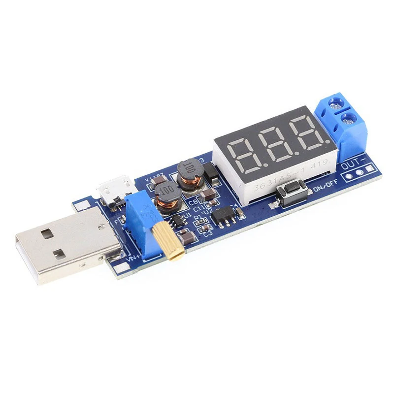Boost Buck Converter USB Step UP/Down Netzteil Versorgungsmodul DC-DC 5V auf 3,3V / 12V Knopf einstellbarer Ausgang DC 1,2V - 24V