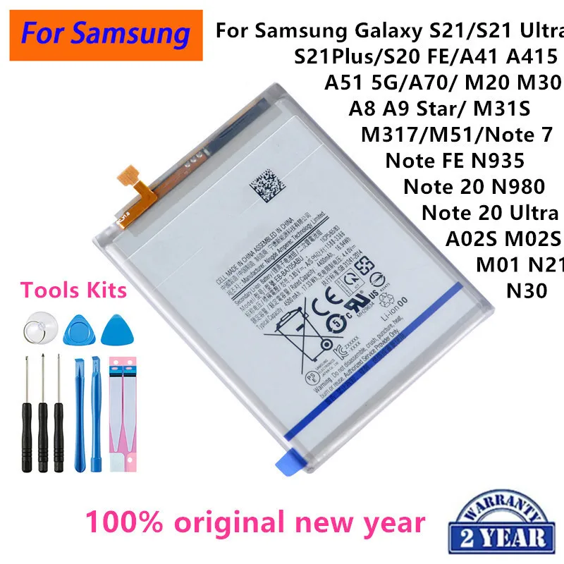 Batería nueva para Samsung Galaxy S21/S21 Ultra/S21Plus/S20 FE/A41/A51 5G/A70/Note 20/Note 20 Ultra/A02S