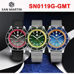 San Martin Original Design 41mm GMT Dive Watch NH34 Automatic Mechanical Quick Release Bracelet Waterproof 200m Luminous SN0119