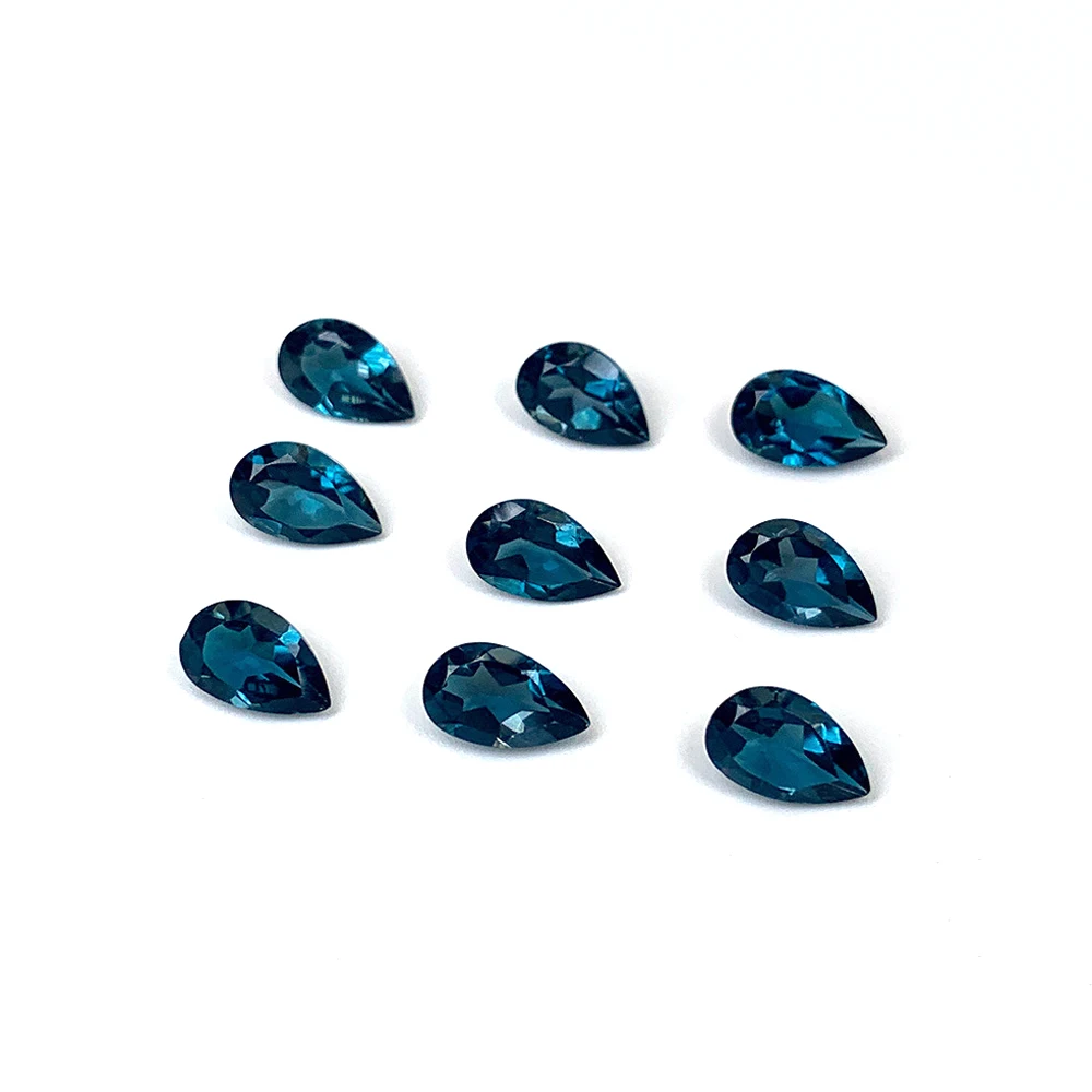 

20pcs Pear 5x7mm Facet Cut London Blue Topaz Semi-precious Natural Stone Eye Clean Loose Gemstone For Jewelry Making