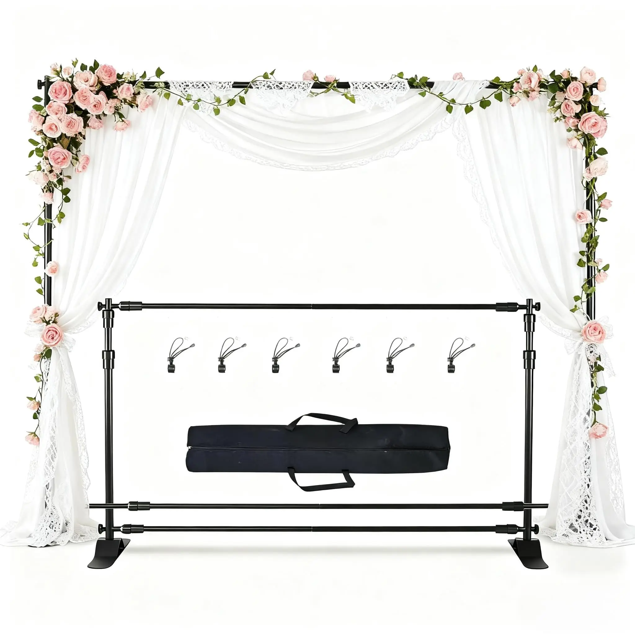 

10x8ft Adjustable Metal Telescopic Tube Backdrop Stand，for Wedding Parties Photography Sessions Heavy Duty Background Stand