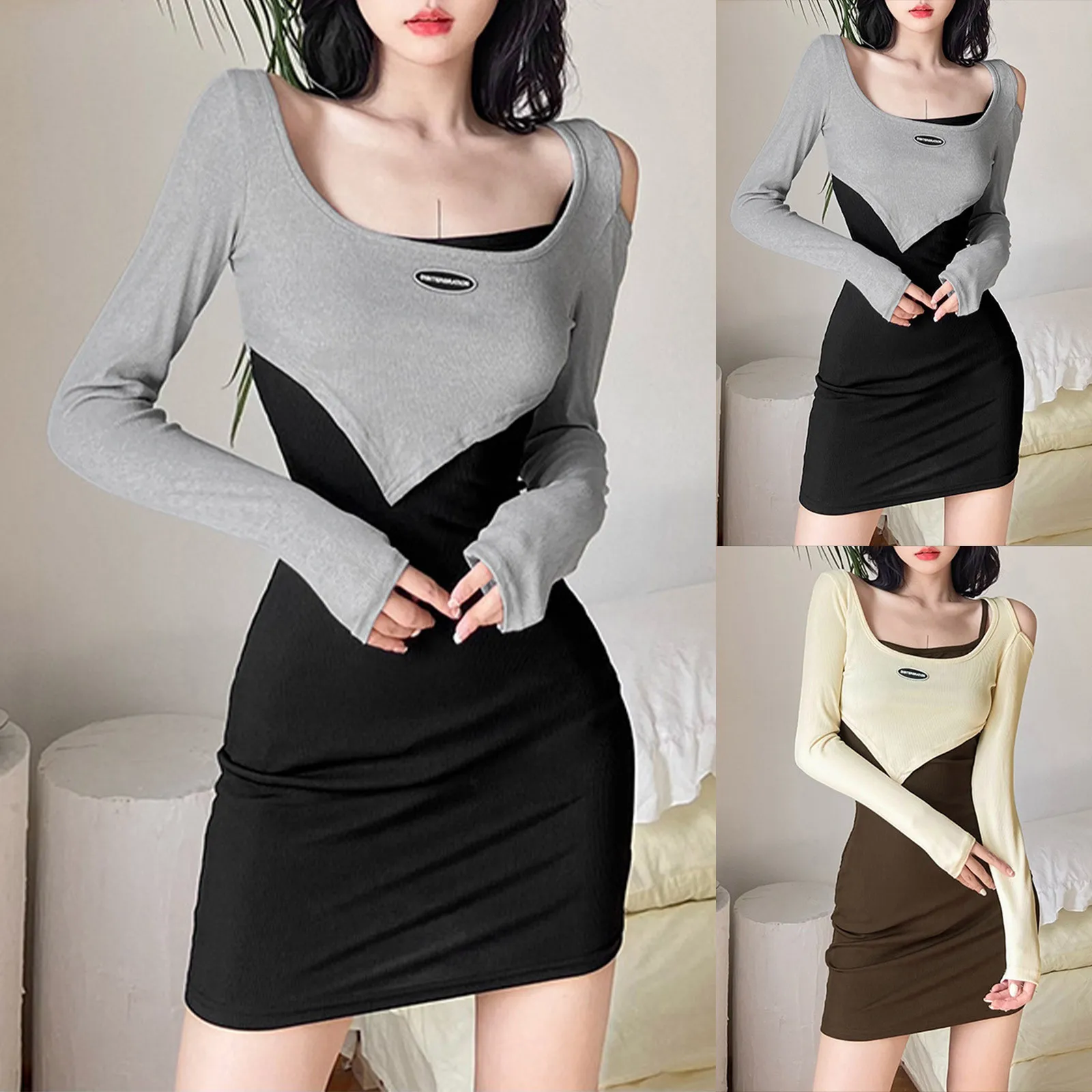 

Spicy Girl Sexy Dress Slim Fit High Elastic Dress Irregular Fake Two Piece Single Wear Bottom Short Wrap Hip Skirt
