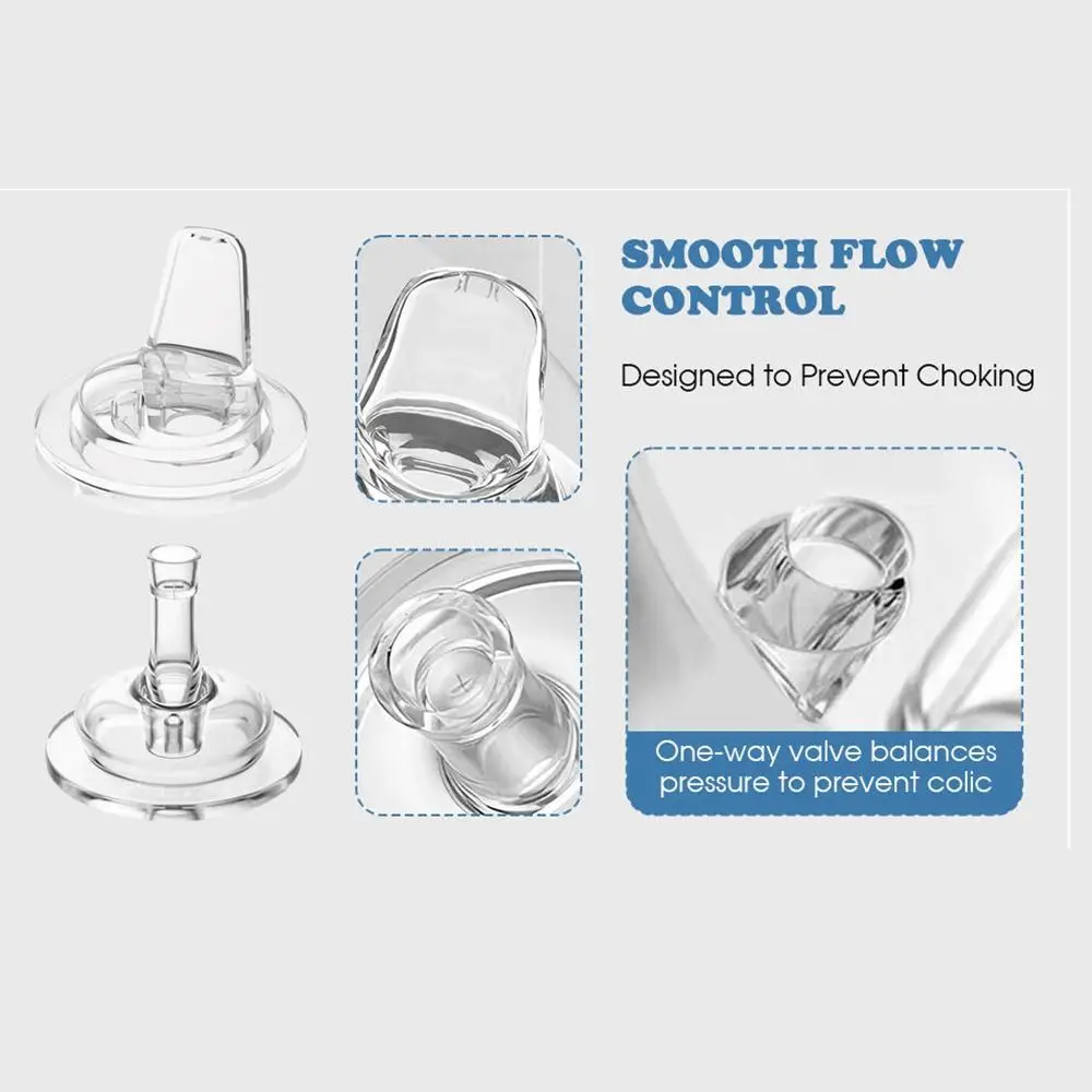 طقم شرب للأطفال الصغار من السيليكون سهل التنظيف ومضاد للتسرب، زجاجة شرب مرجحة خالية من مادة BPA #3