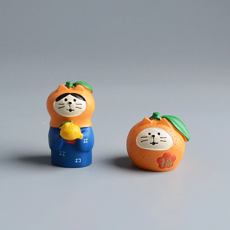 

Cartoon Animal Luckly Cats Model Mini Figure Resin Panda Tangerine Dharma Decoration Landscap Doll Toys for Kids Friends Gifts