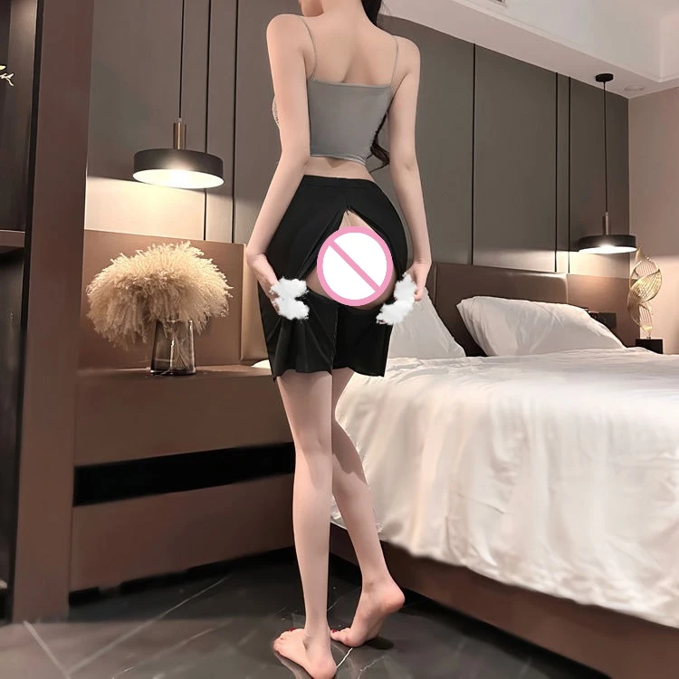 Celana Pendek Musim Panas Wanita Celana Terbuka Celana Pendek Selangkangan Penuh Luar Ruangan Musim Panas Celana Rumah Terbuka Ritsleting Tak Terlihat Gratis Celana Piyama Sutra Es