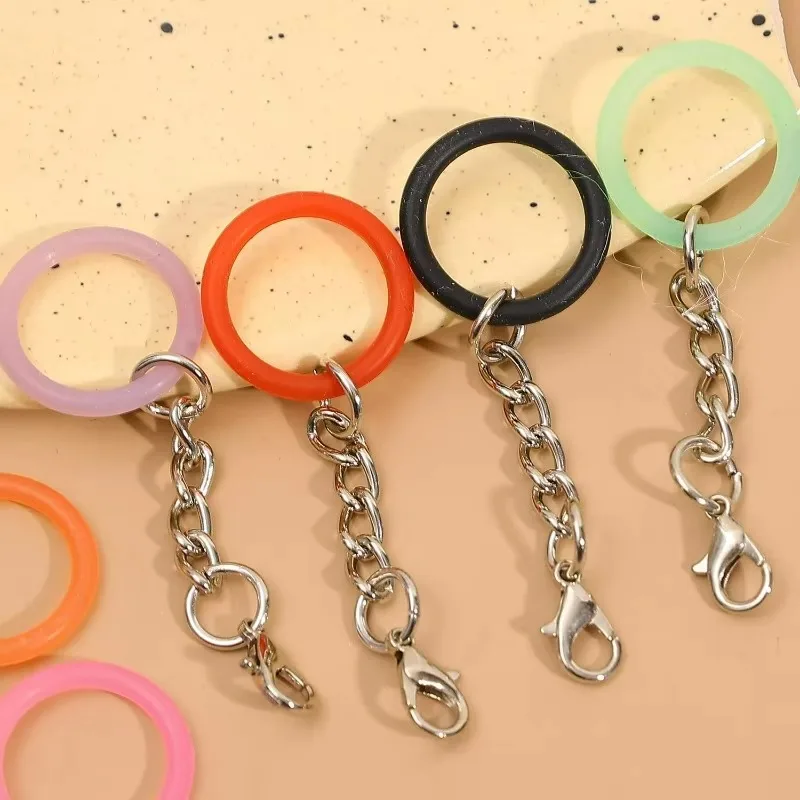 5/50Pcs Colorful Silicone O‑Ring Lobster Clasp Keychain for Backpack Zipper Pendants Jewelry Accessories Connector Loop Charms