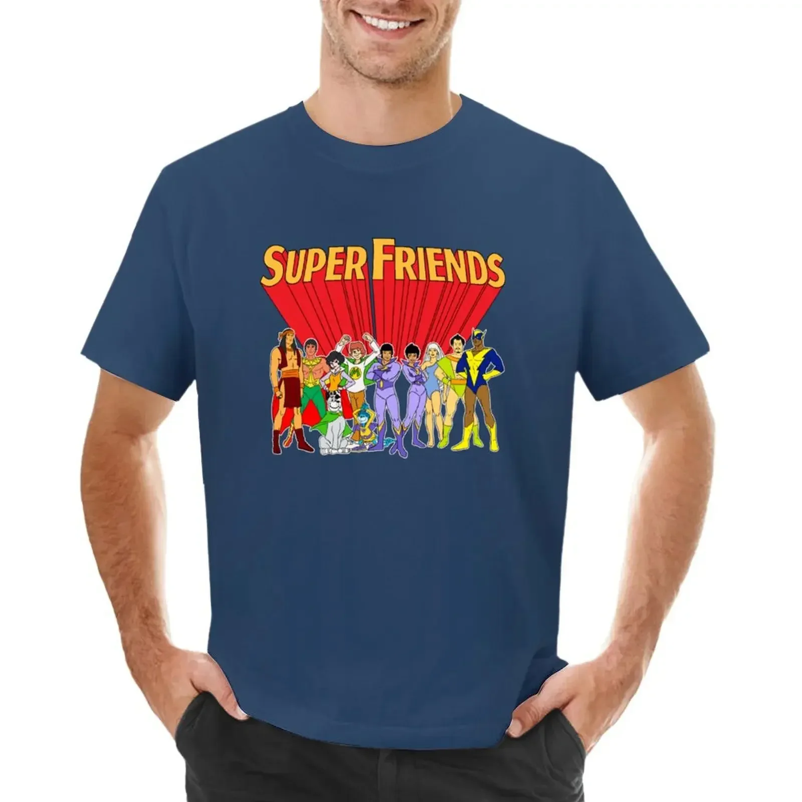 Camiseta de Super Friends para hombre, camisa blanca vintage sublime customs