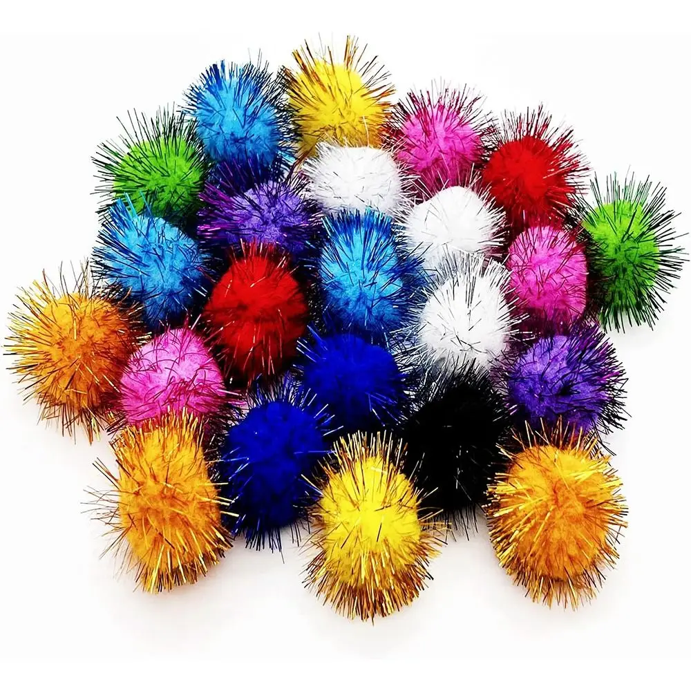 

50pcs pet Toys Interactive Cat Sparkle Balls Toy Funny Cute Glitter Balls Playing Exercise Pom Pom Balls Cat