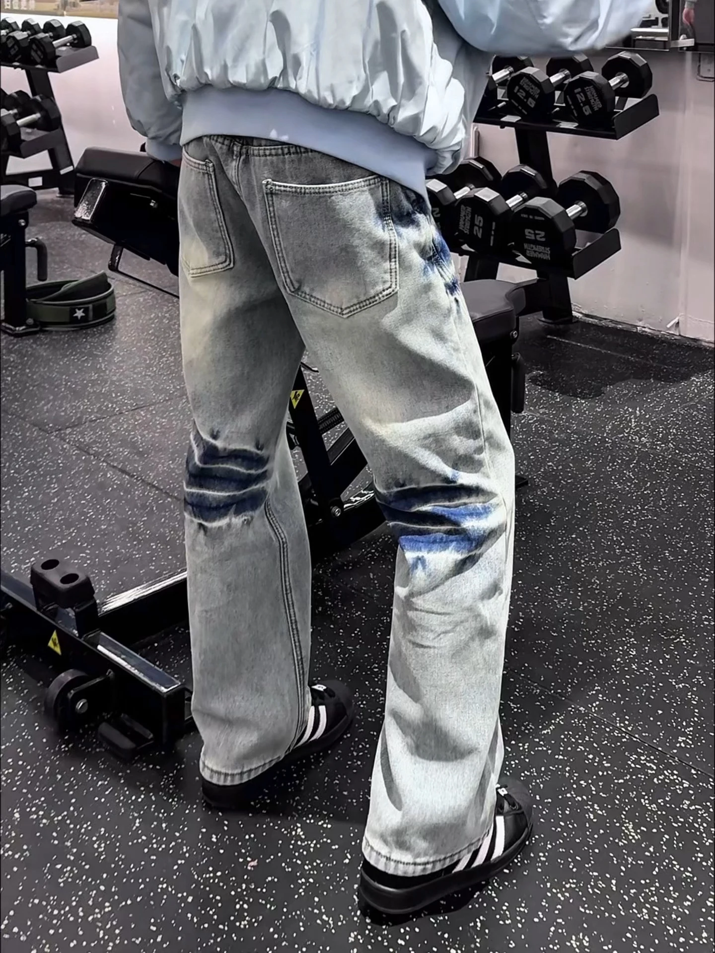 

Мужские джинсы с начесом, прямого кроя, расклешенные, из хлопкового денима, молодежные, повседневные, для весеннего сезона