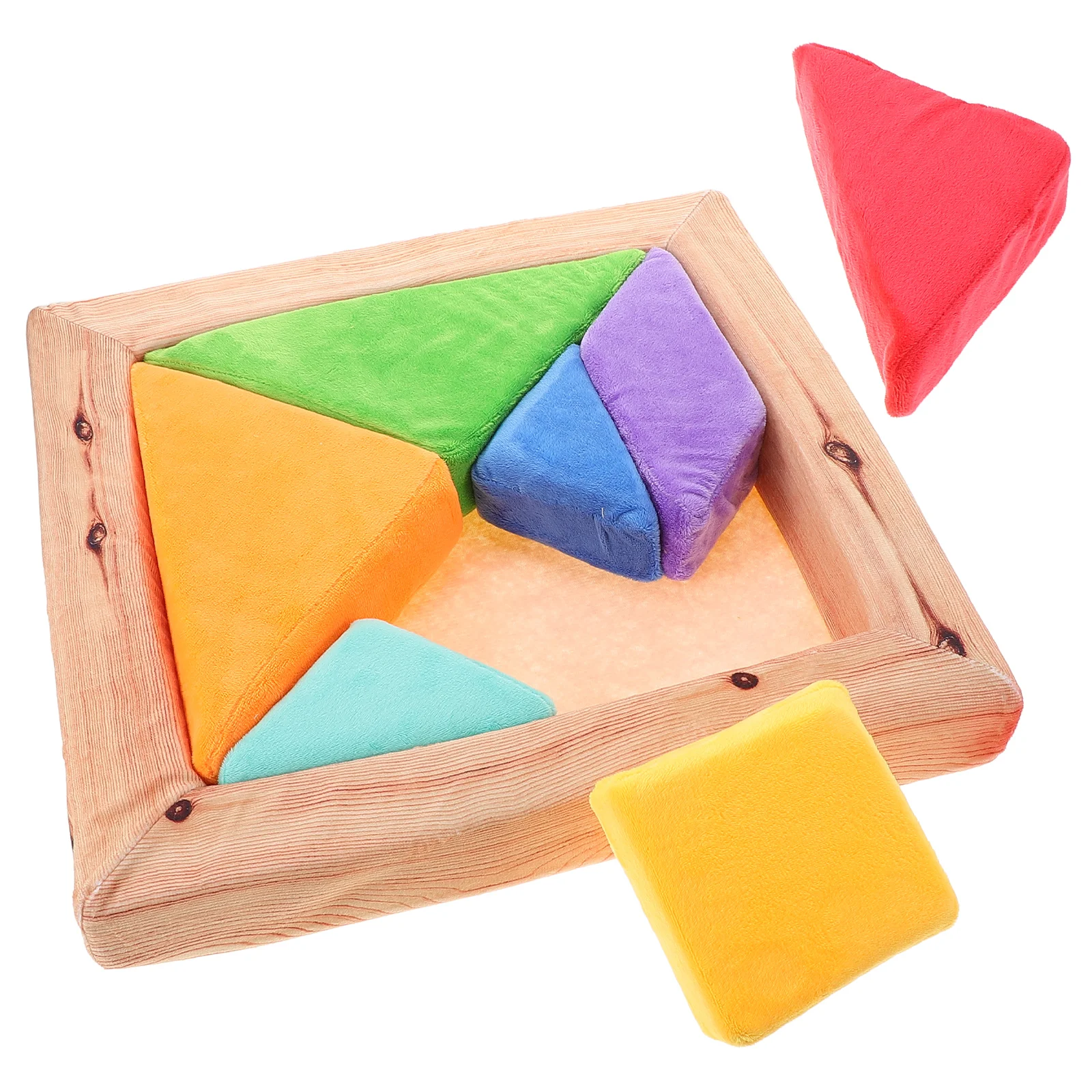 

Plush Tangram Shapes Puzzle Large Square Building Cubes Manipulative Logic Games Block Party Favors