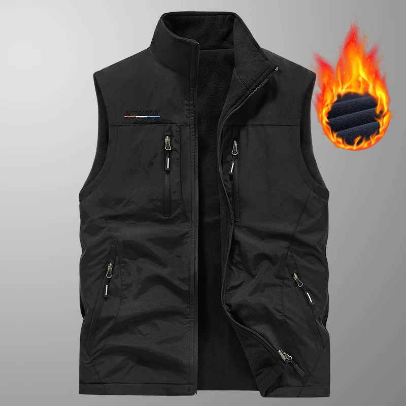 Outdoor Sports Leisure Fitness Running Plush Breathable Trendy Vest High-quality Fashionable Windproof Men's Warm Leather Vest